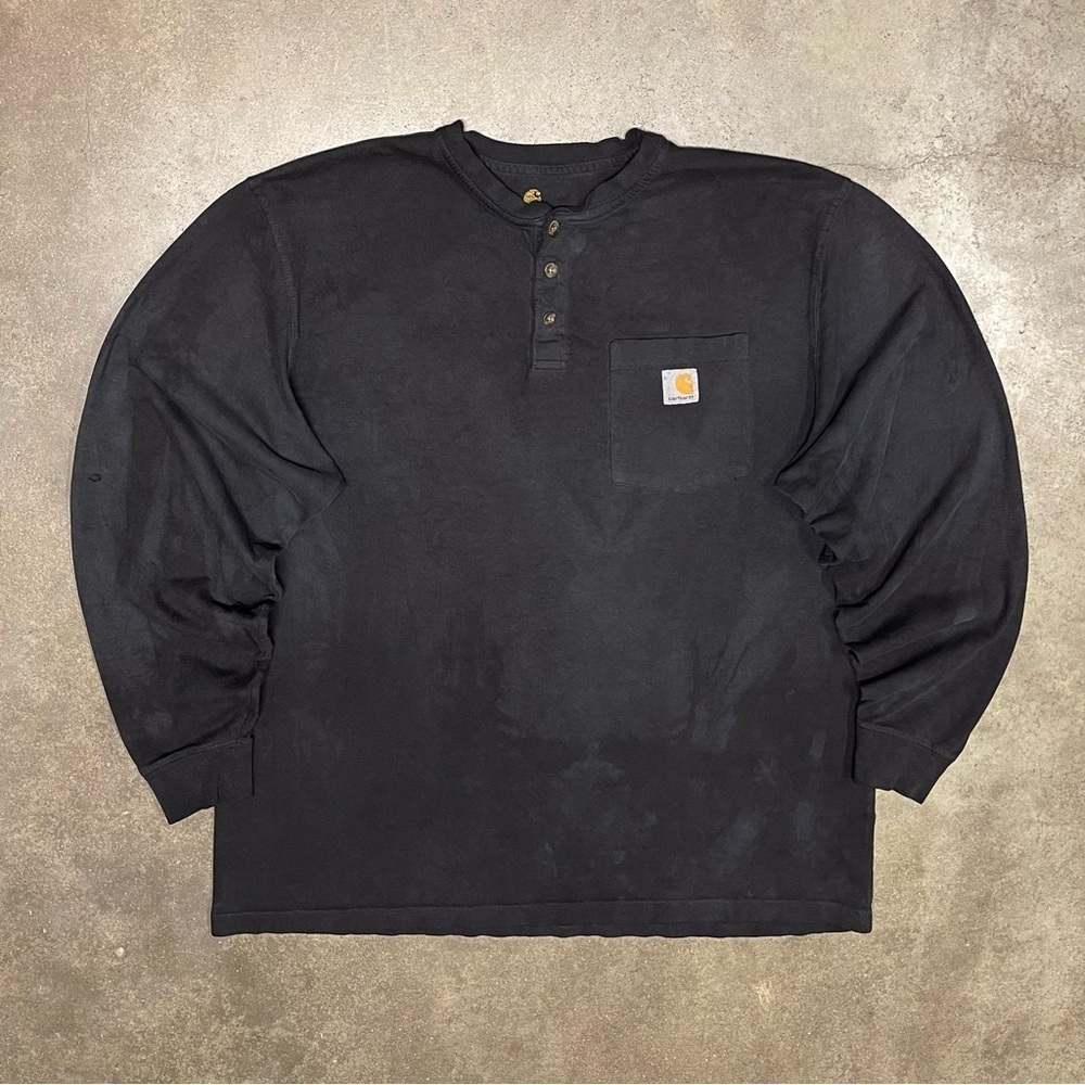 Carhartt Long Sleeve Henley Loose Fit Faded Distressed Shirt
